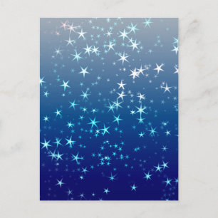 Christmas Sparkles Stars Blue Sky Postcard