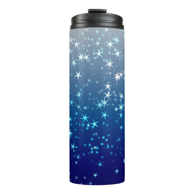 Christmas Sparkles Stars Blue Sky Thermal Tumbler (Front)