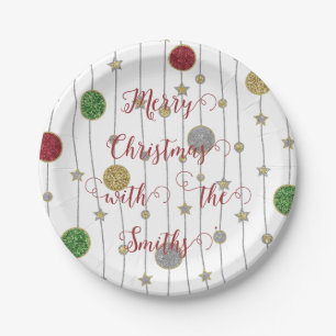 Christmas Sparkley Ornaments Paper Plate