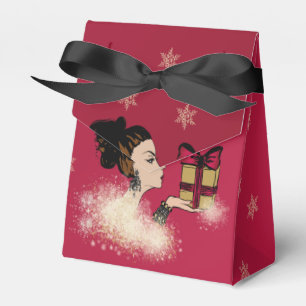 christmas sparkling fashion illustration favor box