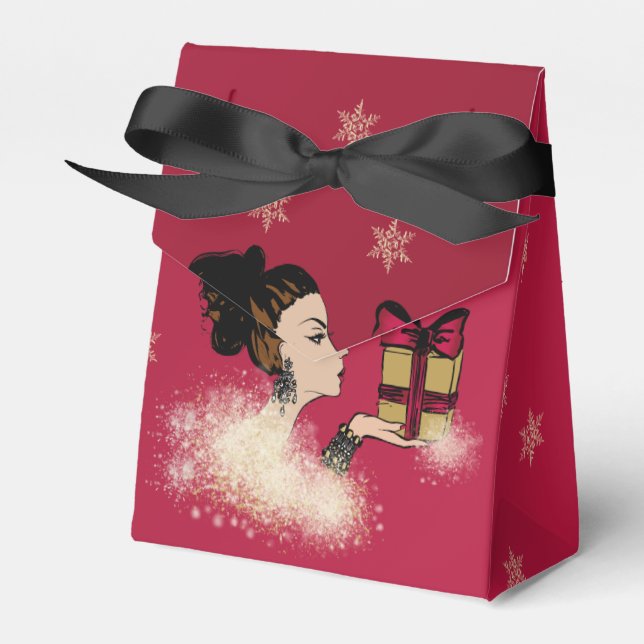 christmas sparkling fashion illustration favor box (Front Side)