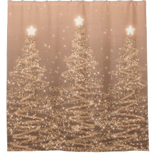 Christmas Sparkling Trees Metallic Copper 