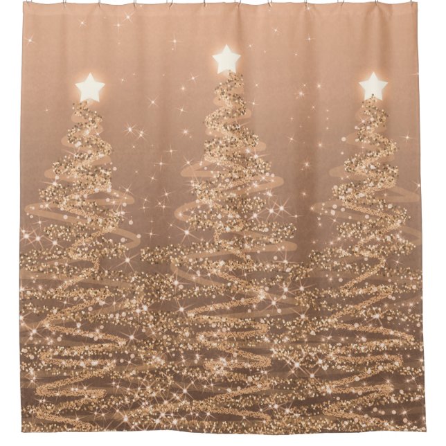 Christmas Sparkling Trees Metallic Copper  (Front)