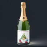 Christmas Sparkling Wine Label Gnome with Gift<br><div class="desc">Sparkling Wine Labels with Cute Gnome with Christmas Tree Hat and Gift - Fun Cartoon Drawing - Choose / Add Your Unique Text / Name / Colour - Make Your Special Wine Bottle Labels / Gift - Resize and move or remove and add elements / text with customization tool !...</div>