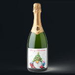 Christmas Sparkling Wine Label Gnome with Gift<br><div class="desc">Sparkling Wine Labels with Cute Gnome with Christmas Tree Hat and Gift - Fun Cartoon Drawing - Choose / Add Your Unique Text / Name / Colour - Make Your Special Bottle / Gift - Resize and move or remove and add elements / text with customization tool ! Drawing and...</div>