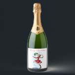 Christmas Sparkling Wine Label Snowman and Girl Da<br><div class="desc">Happy Snowman and Girl Dance Tango Christmas Party Fun Cartoon Drawing - Choose / Add Your Unique Text / Name / Colour - Make Your Special Gift - Resize and move or remove and add elements / text with customization tool ! Drawing and Design by MIGNED. Please see my other...</div>
