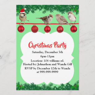 Christmas Sparrow Personalized Invitation