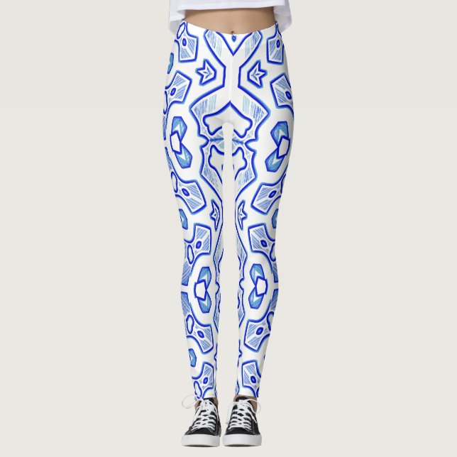 Christmas Special blue white "Ratti_Creative_Arts Leggings (Front)