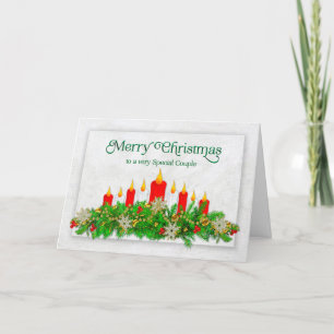 Christmas Special Couple Candles Pine Branches Card