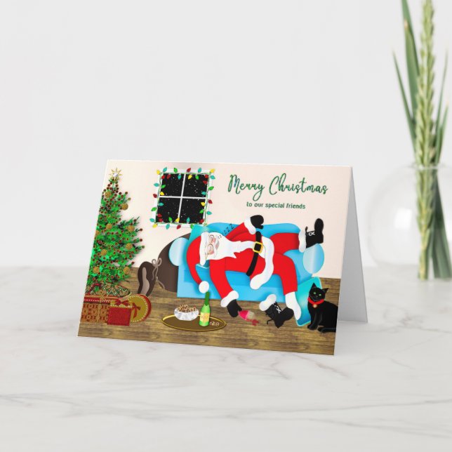 Christmas Special Friends Humour Santa Snoozing Card (Front)