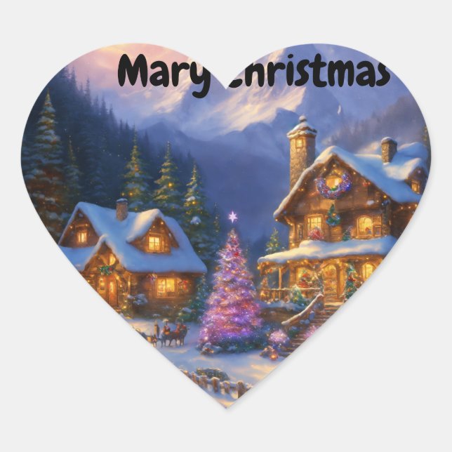 Christmas special heart stickers for gift  (Front)