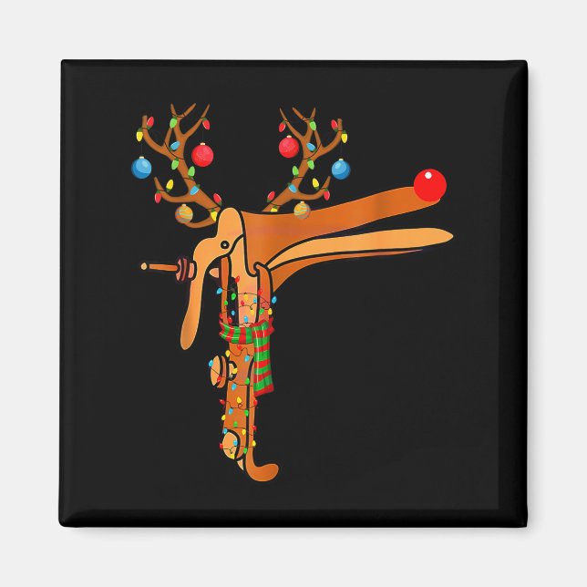 Christmas Speculum Reindeer Funny Xmas Nurse Midwi Magnet (Front)