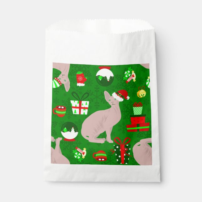 christmas sphynx cat santa sphinx  favour bag (Front)