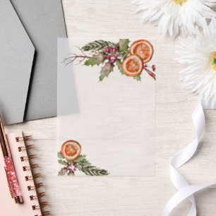 Christmas Spice Botanical Orange Vellum Invitations