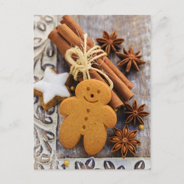 Christmas Spices, Ginger And Anise Stars Holiday Postcard (Front)