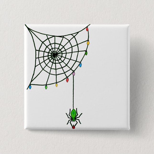 Christmas Spider Web Lights Goth Holiday 2 Inch Square Button (Front)