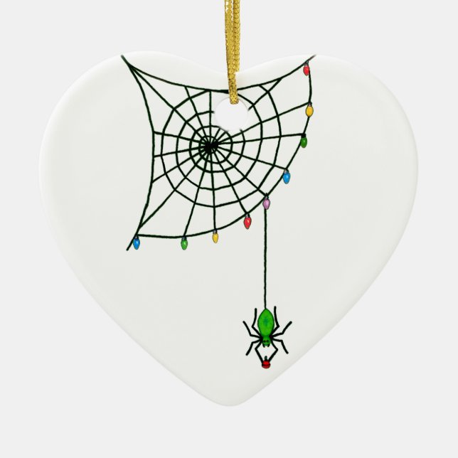Christmas Spider Web Lights Goth Holiday Ceramic Ornament (Front)