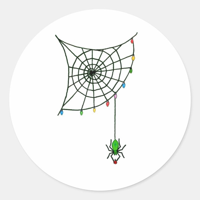 Christmas Spider Web Lights Goth Holiday Classic Round Sticker (Front)