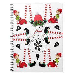 Christmas Spiral Notebook Snowman Elf