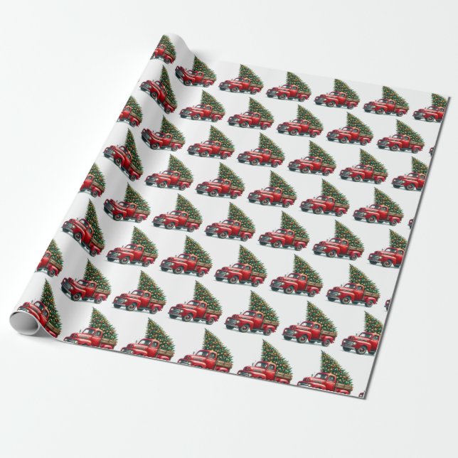 Christmas Spirit Animal Art Wrapping Paper (Unrolled)