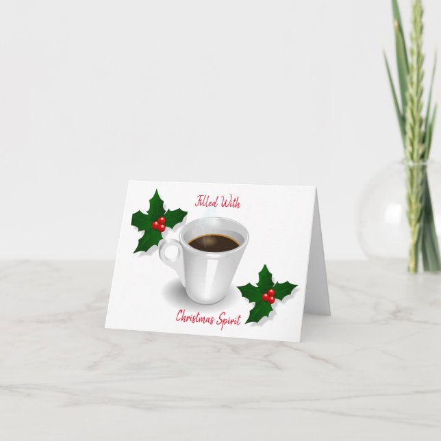 Christmas Spirit, Cute, Cartoon Greeting Card (Front)