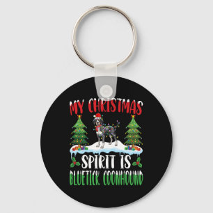 Christmas Spirit Is Bluetick Coonhound Wearing San Keychain