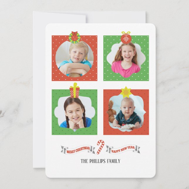 Christmas Spirit Photo Frames Holiday Card (Front)