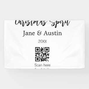 Christmas Spirit wedding couple name QR scan date Banner