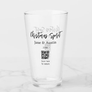 Christmas Spirit wedding couple name QR scan date Glass