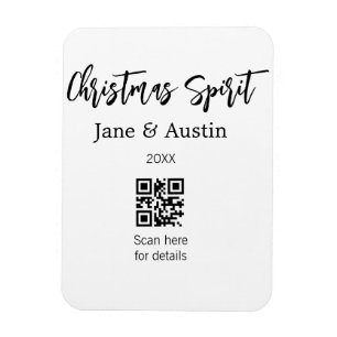 Christmas Spirit wedding couple name QR scan date Magnet