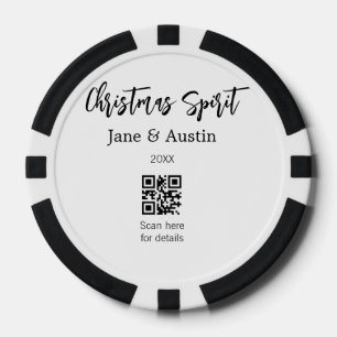 Christmas Spirit wedding couple name QR scan date Poker Chips
