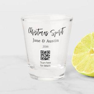 Christmas Spirit wedding couple name QR scan date Shot Glass