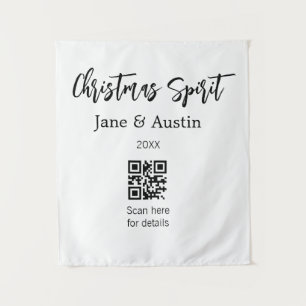 Christmas Spirit wedding couple name QR scan date Tapestry