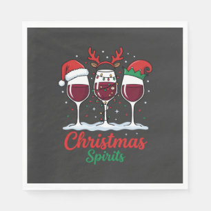 Christmas Spirits Red Wine Glasses Napkin