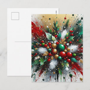 Christmas Splatter / White Bursts Holiday Postcard