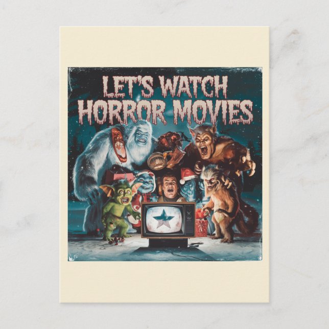  Christmas Spooky Retro Horror Movies  Postcard (Front)