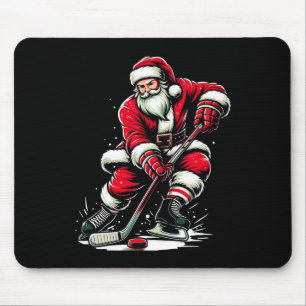 Christmas Sports Santa Plays Ice Hockey Mouse Pad