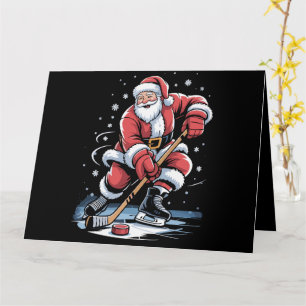 Christmas Sports Santa Plays Ice Hockey Xmas  Card