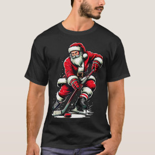 Christmas Sports Santa Plays Ice Hockey Xmas Women T-Shirt
