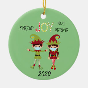 Christmas Spread Joy not Germs Elf 2020 Ceramic Ornament