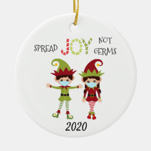 Christmas Spread Joy not Germs Elf 2020 Ceramic Ornament