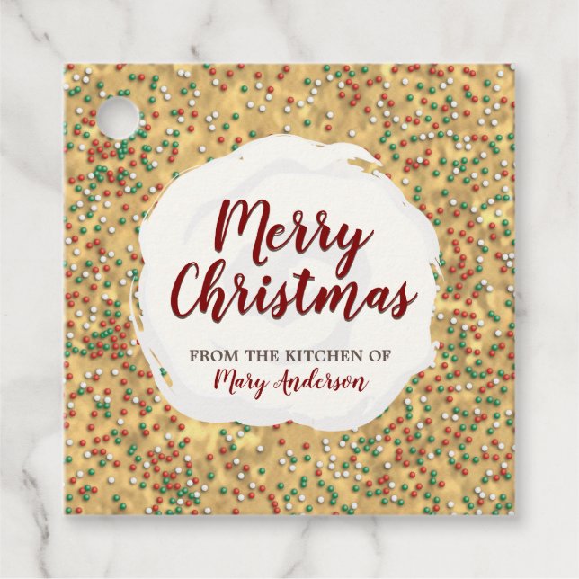 Christmas Sprinkles Cookie Custom Label Favour Tag (Front)