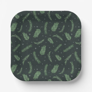 Christmas Spruce Pattern Holiday Party Paper Plate