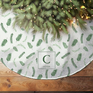 Christmas Spruce Pattern Monogrammed Brushed Polyester Tree Skirt