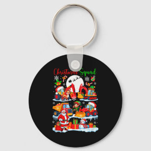 Christmas Squad Construction Trucks Excavators San Keychain