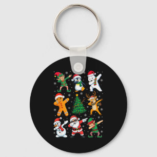 Christmas Squad Dabbing Santa Elf Family Matching  Keychain