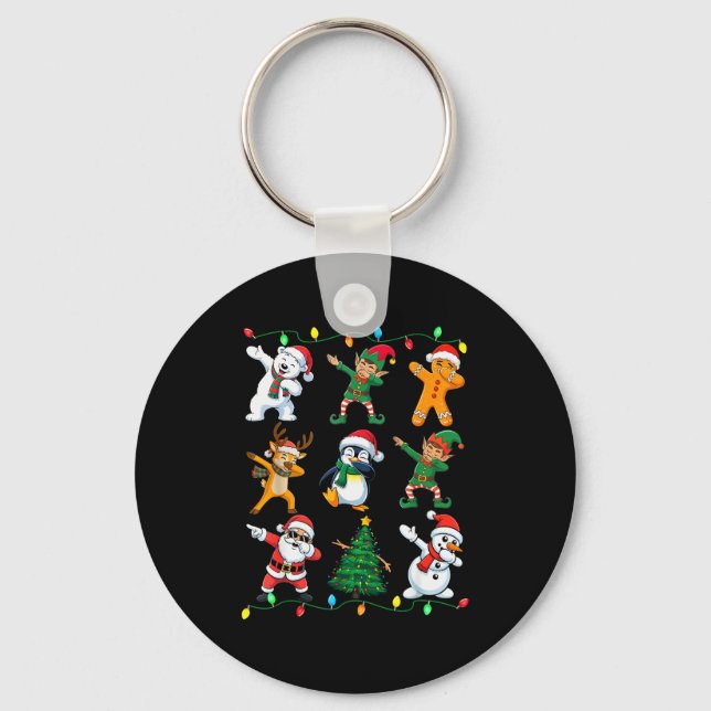 Christmas Squad Dabbing Xmas Friends Boys Girls Me Keychain (Front)