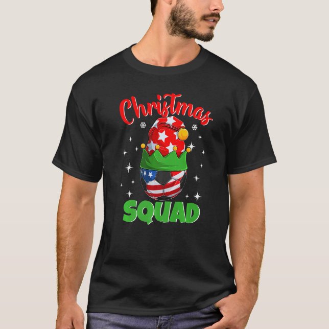 Christmas Squad  Elf Soccer Family Matching Pajama T-Shirt (Front)