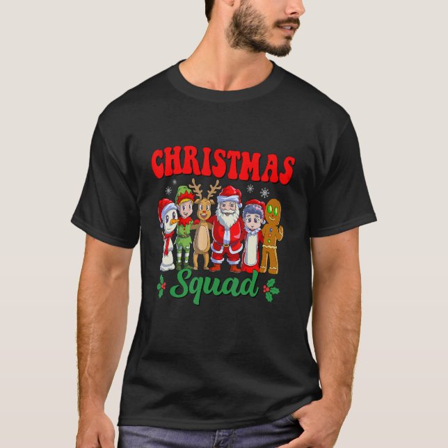 Christmas Squad Family Group Matching Team Santa E T-Shirt (Front)