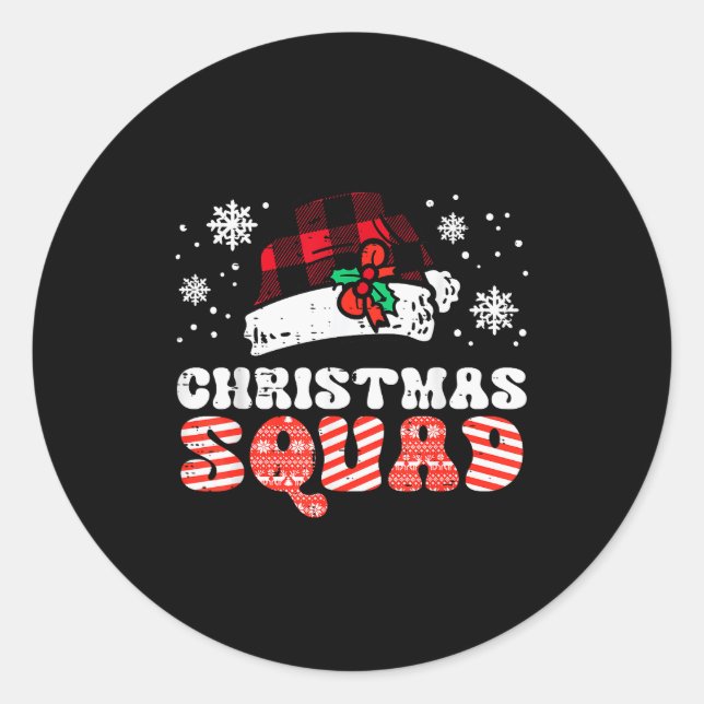 Christmas Squad Funny Xmas Crew Team Matching Kids Classic Round Sticker (Front)